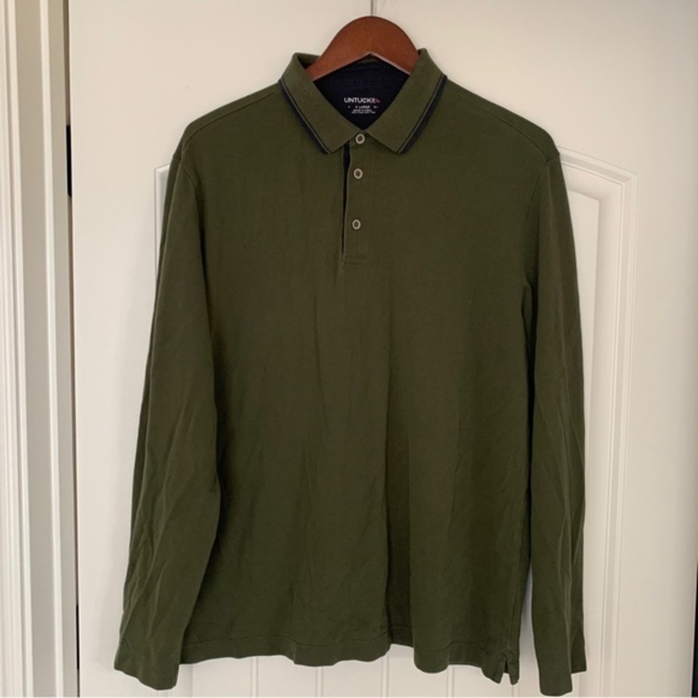UNTUCKit‎ Damaschino Pique Polo Shirt Men’s Size XL Long Sleeve Green